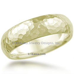 Hammered Wedding Band in 14k Green Gold