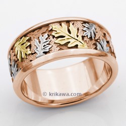 Tricolor Oak Leaf Wedding Band