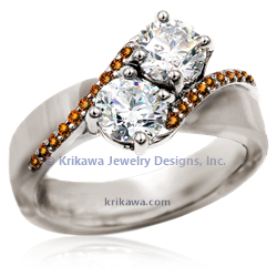 Two Stone Twist with orange sapphires