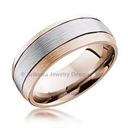 Two Tone Brushed Wedding Band