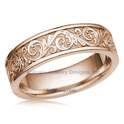 Western Floral Eternity Symbol Wedding Band in 14k rose gold