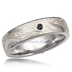 White Mokume Swirl Wedding Band