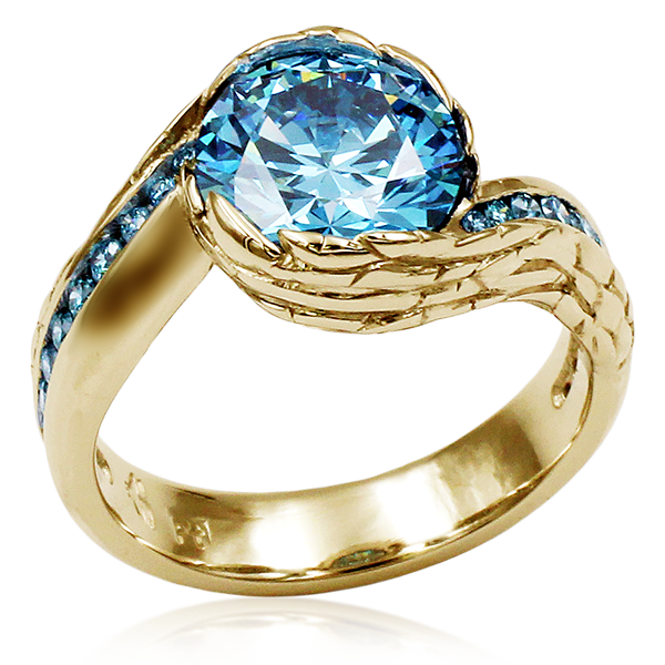 Wings of Love Engagement Ring 18k Yellow Gold