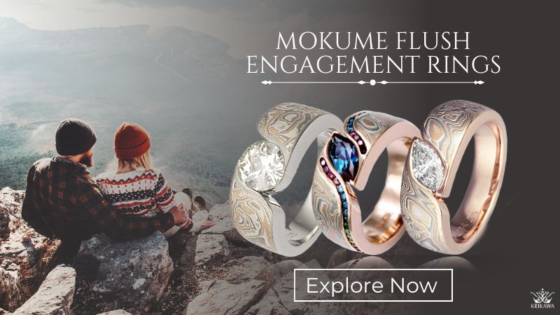 Mokume Flush Engagement Ring