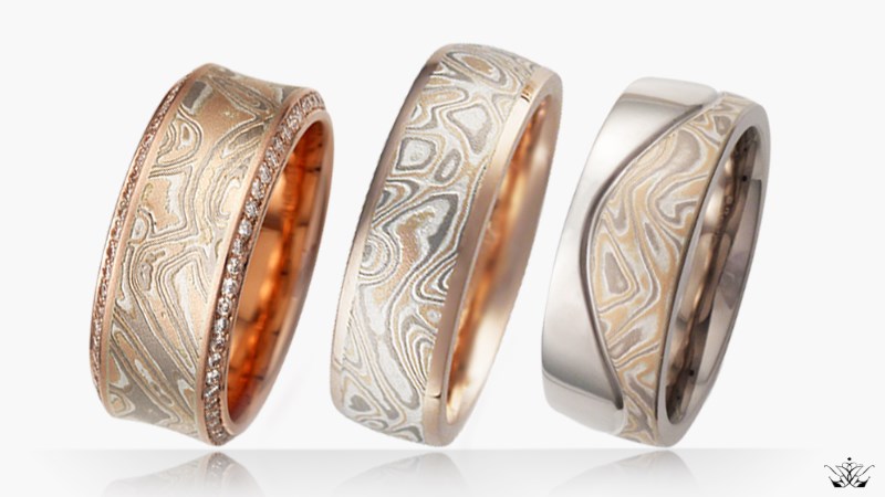 Mokume Wedding Rings