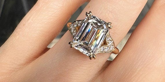 Emerald Cut Engagement Ring on Hand