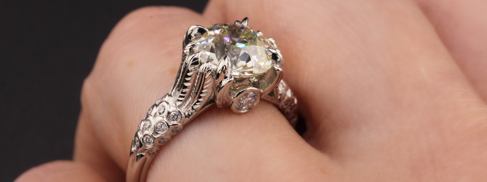 Egyptian Engagement Ring on Finger
