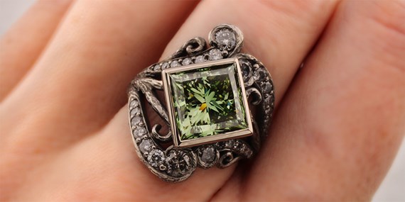 Custom Engagement Ring on Finger