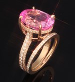 lab created huge oval pink engagement ring