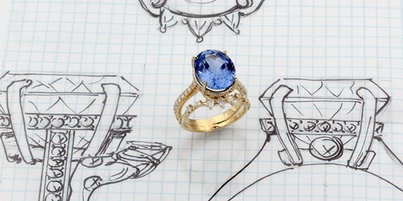 Raindrop Dazzle Engagement Ring on Sketch