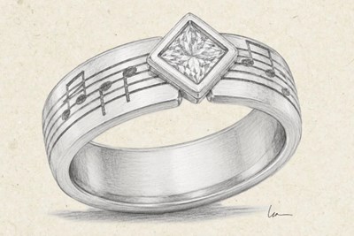 Music Engagement Ring Sketch