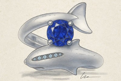 Ocean Engagement Ring Sketch