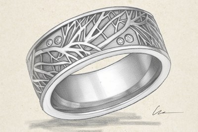 Tree Branch Wedding Band Sketch