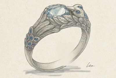 Hummingbird Engagement Ring Sketch