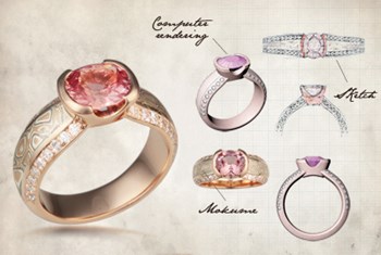 Mokume Engagement Ring