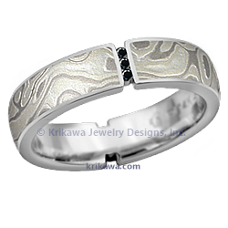 VFDM vertical floating black diamond winter mokume platinum