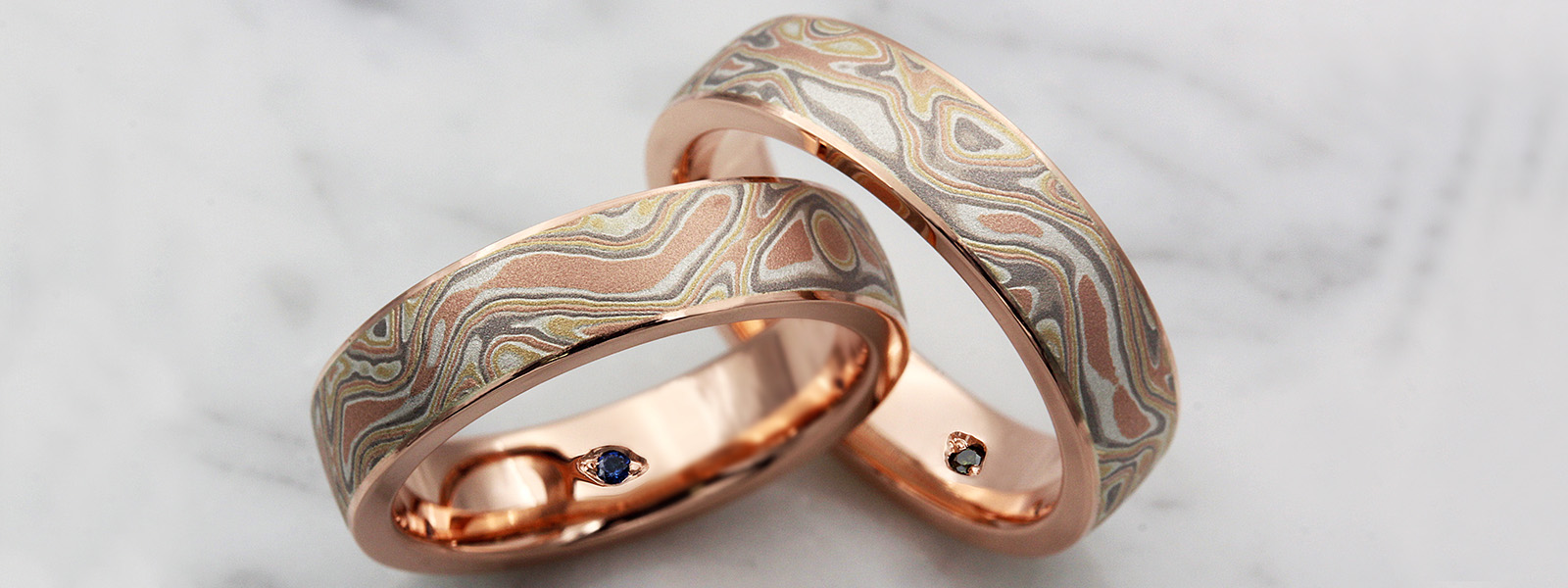 Birthstones inside wedding bands