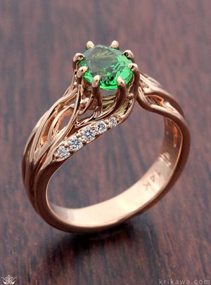 Boho Wedding Diamond Tree Branch Engagement Ring