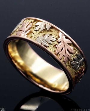 Boho Wedding Oak Leaf Wedding Band