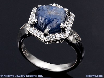 raw sapphire engagement ring