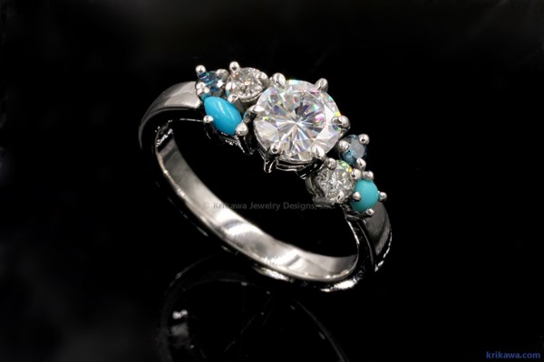 Dainty Engagement Ring with Turquoise