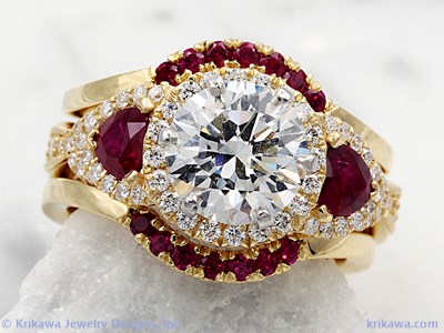 luxury diamond and ruby engagement ring