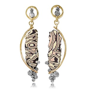 mokume diamond earrings
