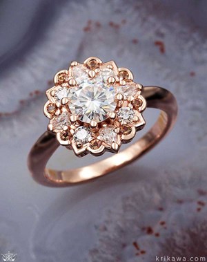 Custom Petite Mandala Flower Engagement Ring 