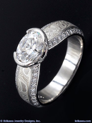 oval diamond mokume ring