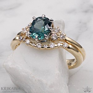 green montana sapphire snowdrift engagement ring