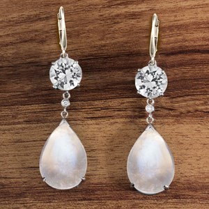 moonstone and white sapphire earrings