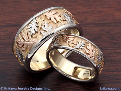 oak leaf wedding bands