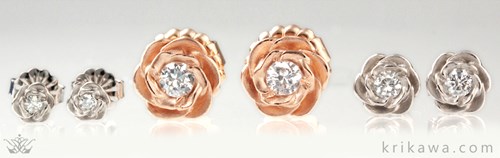 rose flower diamond earring studs