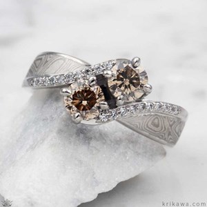 Two-Stone Mokume Engagement Ring