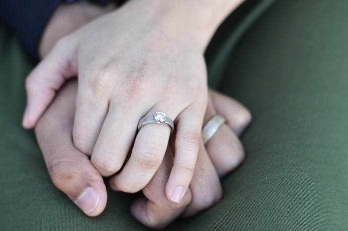 wedding rings on hand