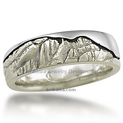 Mountain Wedding Band in 10k Green Gold and Palladium