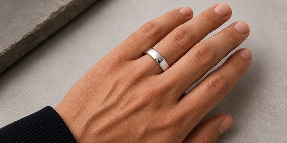 6mm width on man's finger