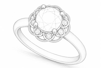 Delicate Romantic Ring Sketch