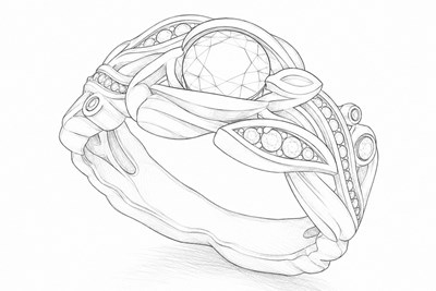 Sculptural Artistic Ring Sketch