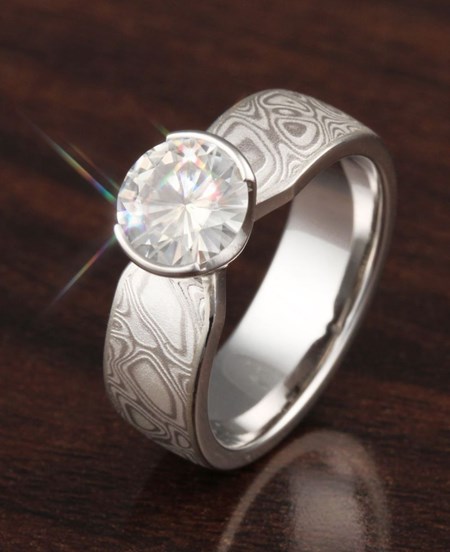 Moissanite Center Stone in Engagement Ring