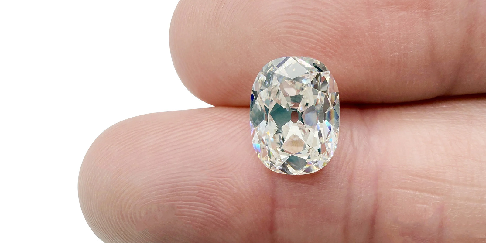 Old-Mine Cut Cushion Diamond on Hand