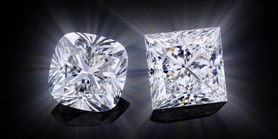 Bright Cushion and Princess Cut Diamonds