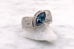 Mokume Blue Diamond Engagement Ring