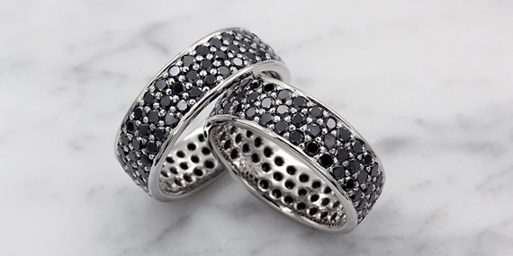Natural Black Diamonds in Wedding Bands