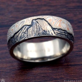 Mountain Mokume Wedding Band