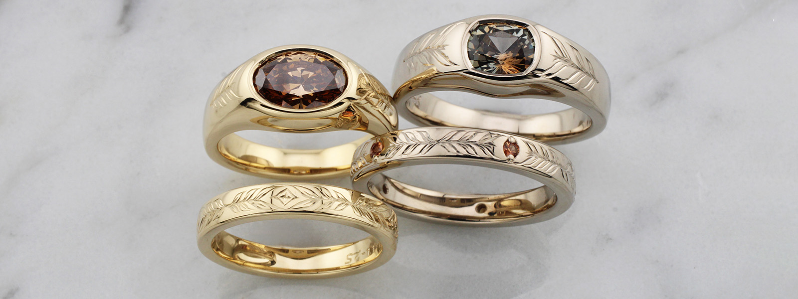 Hand engraved bridal sets