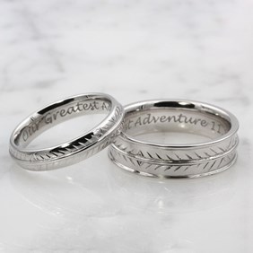 Hand engraved wedding band set
