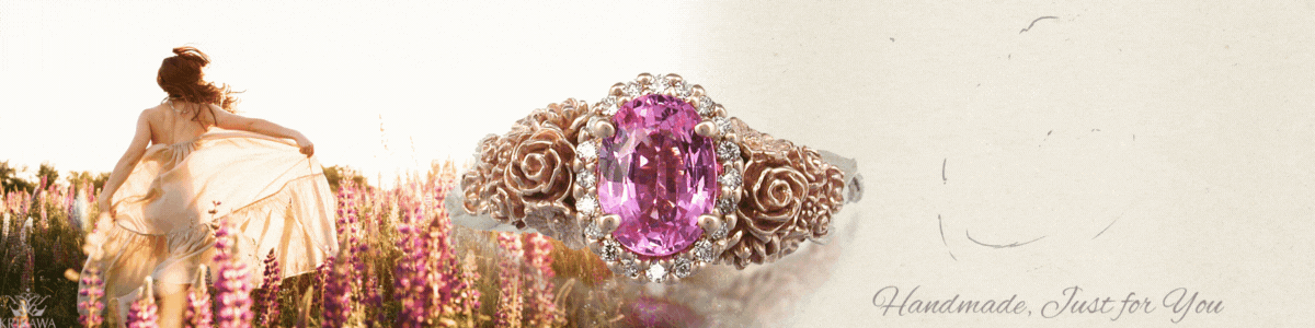 floral engagement rings and flower rings banner