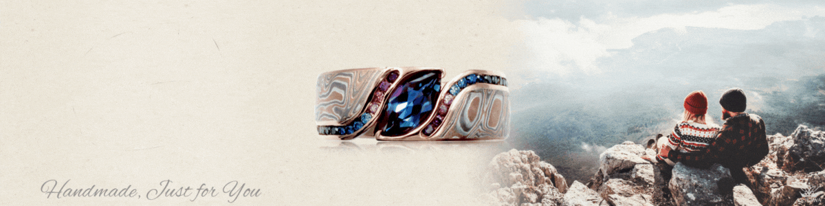 mokume flush engagement ring banner