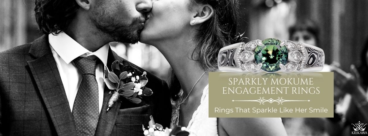sparkly mokume engagement rings